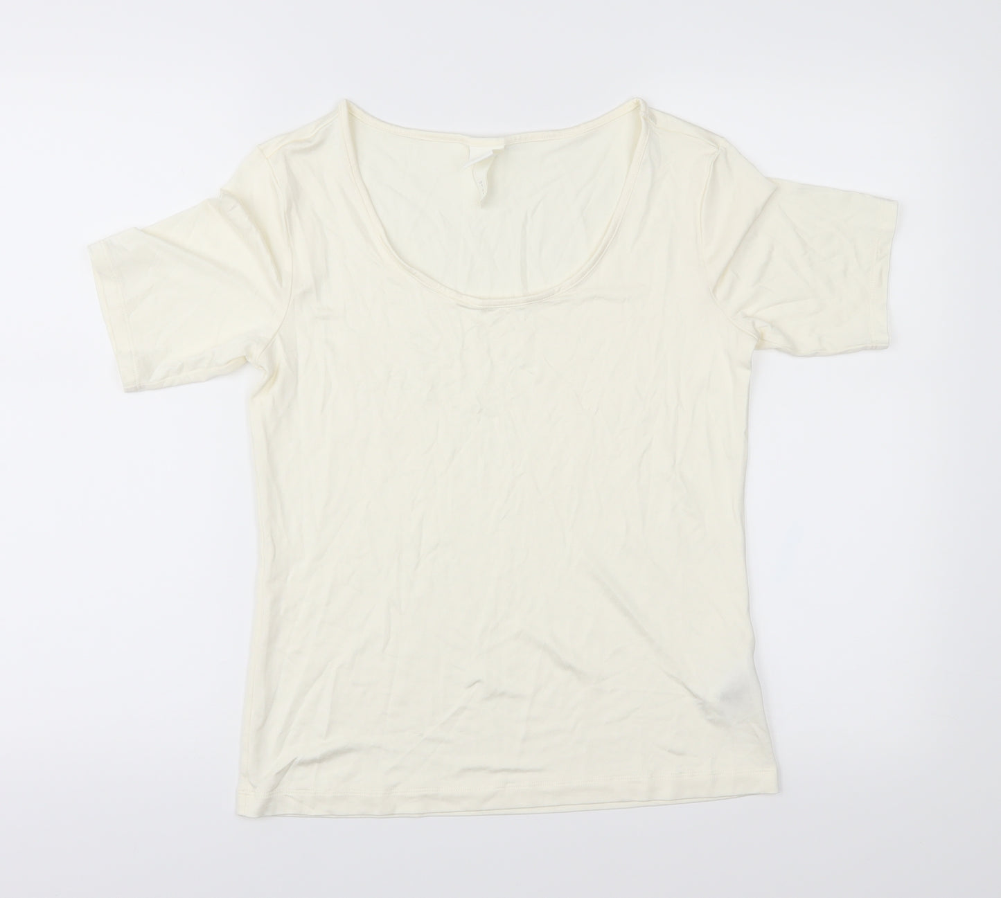 H&M Womens Ivory   Basic T-Shirt Size M  - Slinky feel
