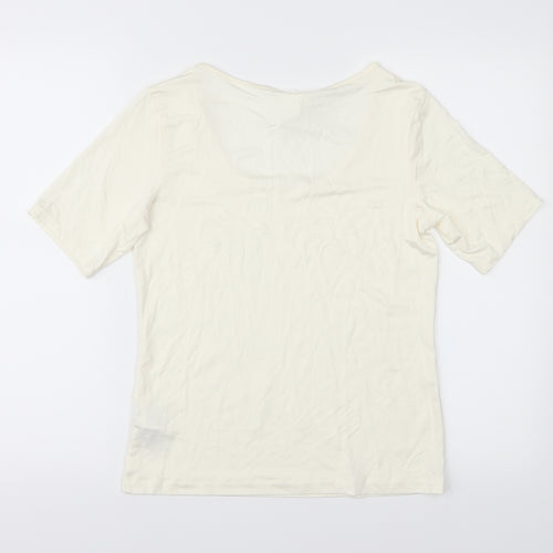 H&M Womens Ivory   Basic T-Shirt Size M  - Slinky feel