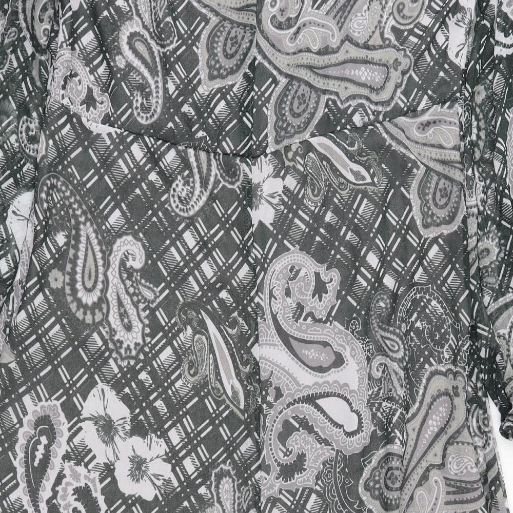 VIVIEN CARON Womens Grey Paisley Chiffon Fit & Flare  Size 18