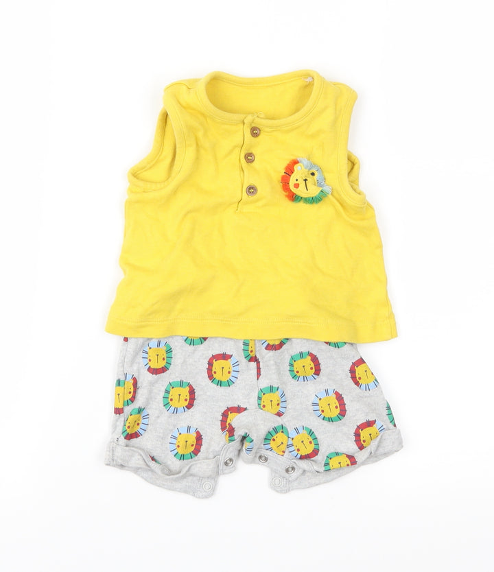 Mini Club Baby Yellow Jersey Romper One-Piece Size 6-9 Months - Lion