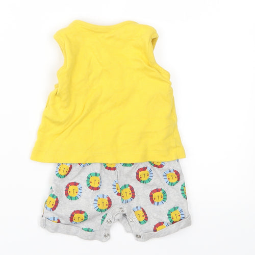 Mini Club Baby Yellow  Jersey Romper One-Piece Size 6-9 Months  - Lion