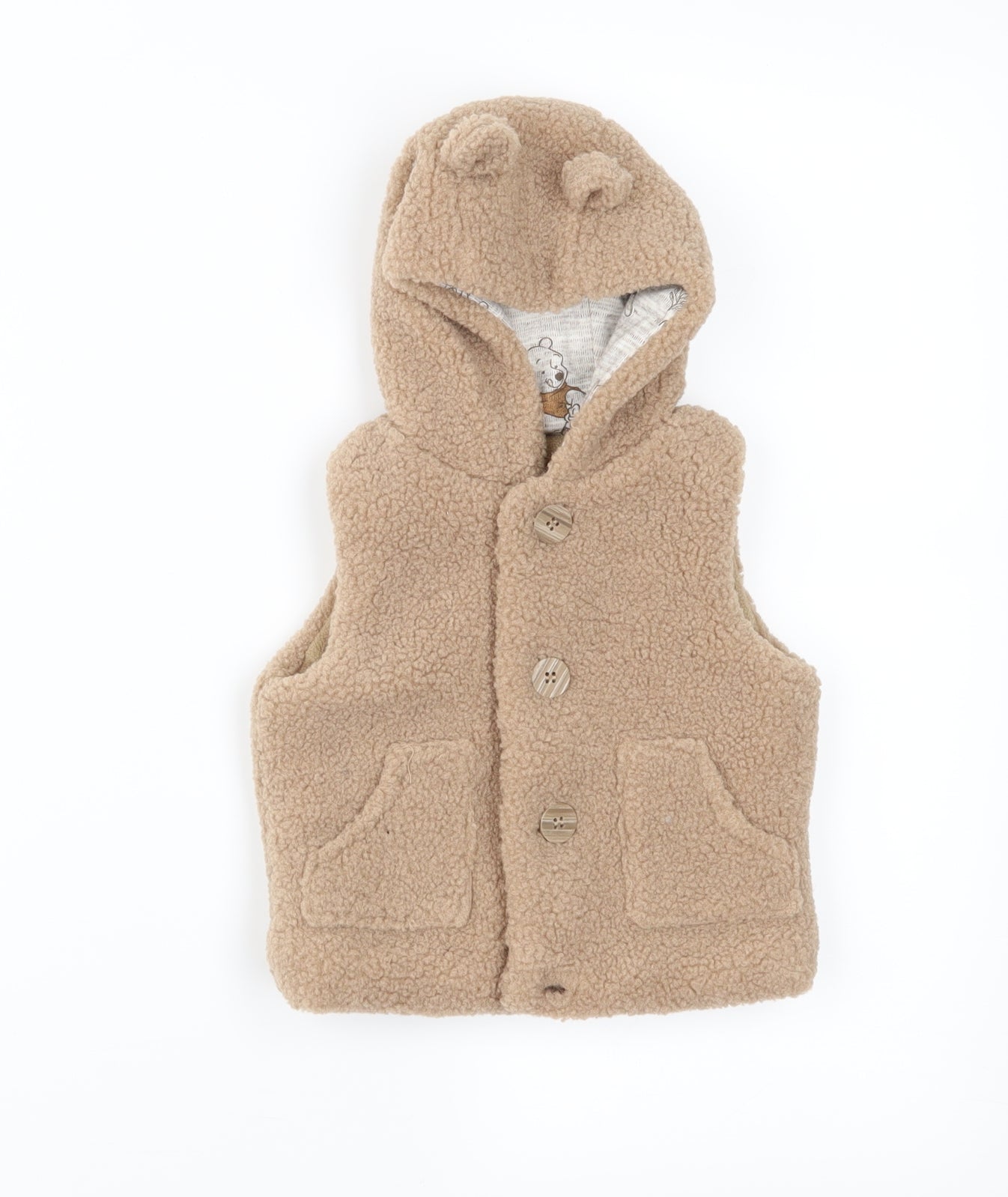 Disney Boys Brown  Fleece Jacket  Size 3-6 Months  - Winnie The Pooh