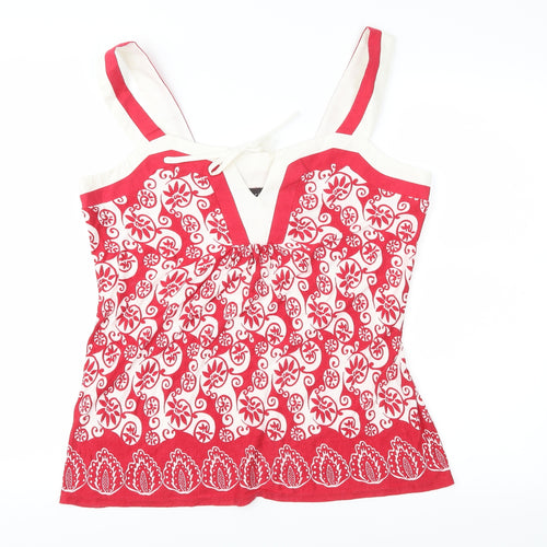 Principles Womens Red Floral Jersey Basic Blouse Size 14