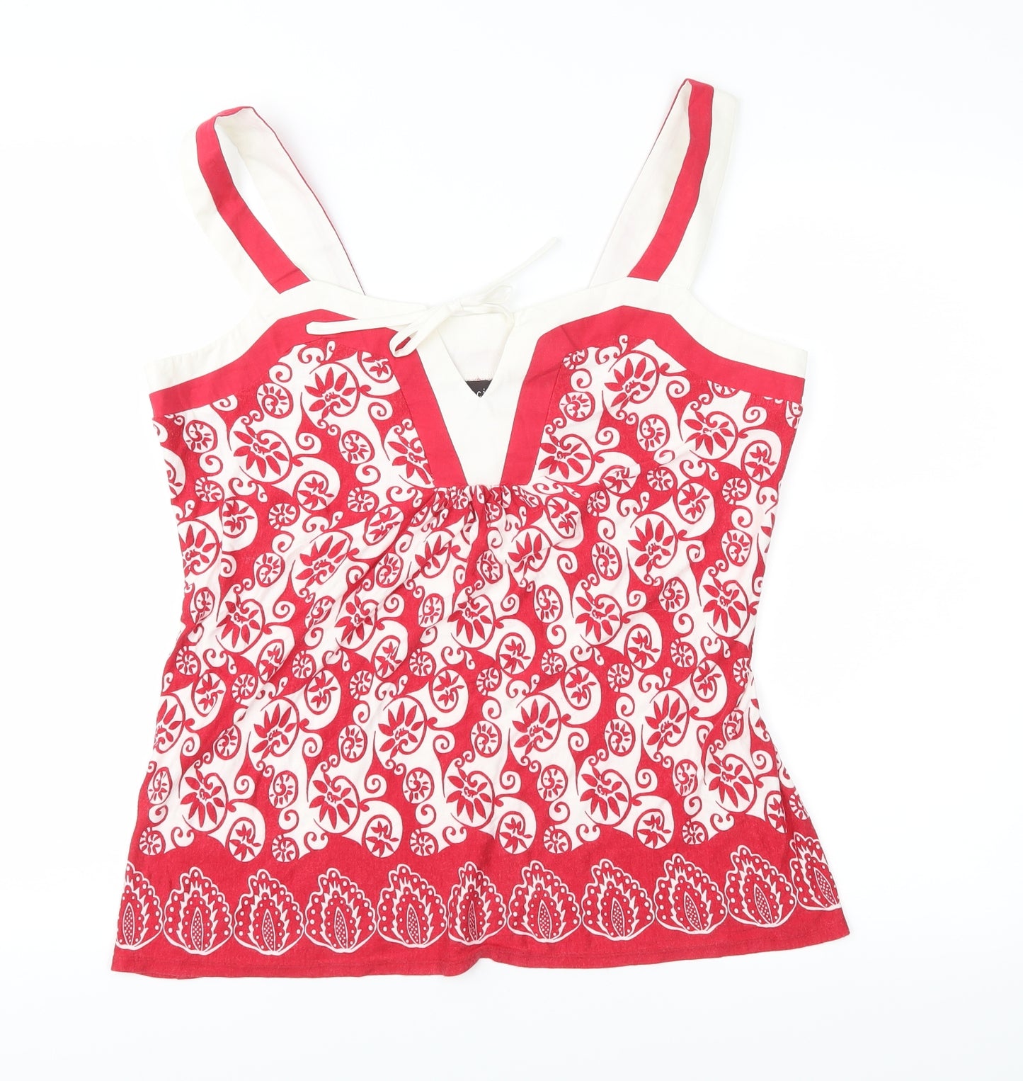 Principles Womens Red Floral Jersey Basic Blouse Size 14