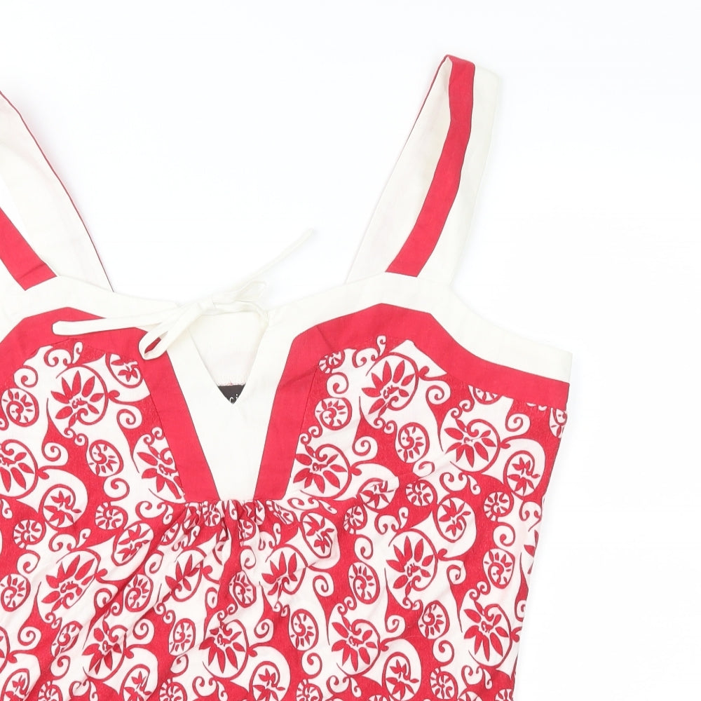 Principles Womens Red Floral Jersey Basic Blouse Size 14