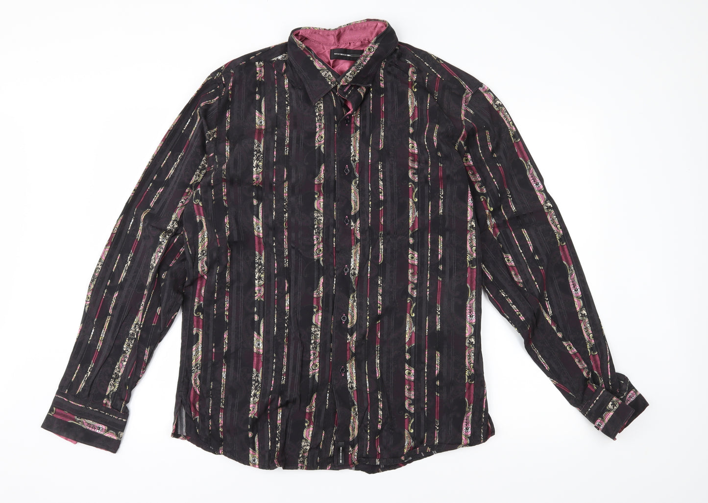 Mish Mash Mens Brown Striped   Button-Up Size XL