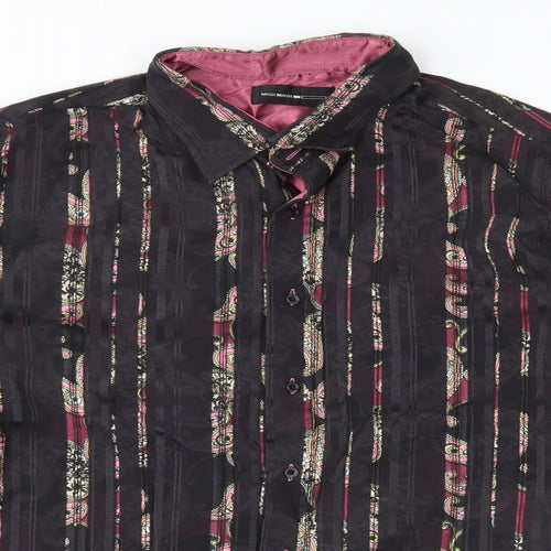 Mish Mash Mens Brown Striped   Button-Up Size XL