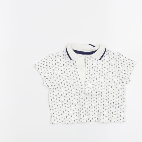 Little Me Boys White   Basic T-Shirt Size 6-9 Months  - Anchor