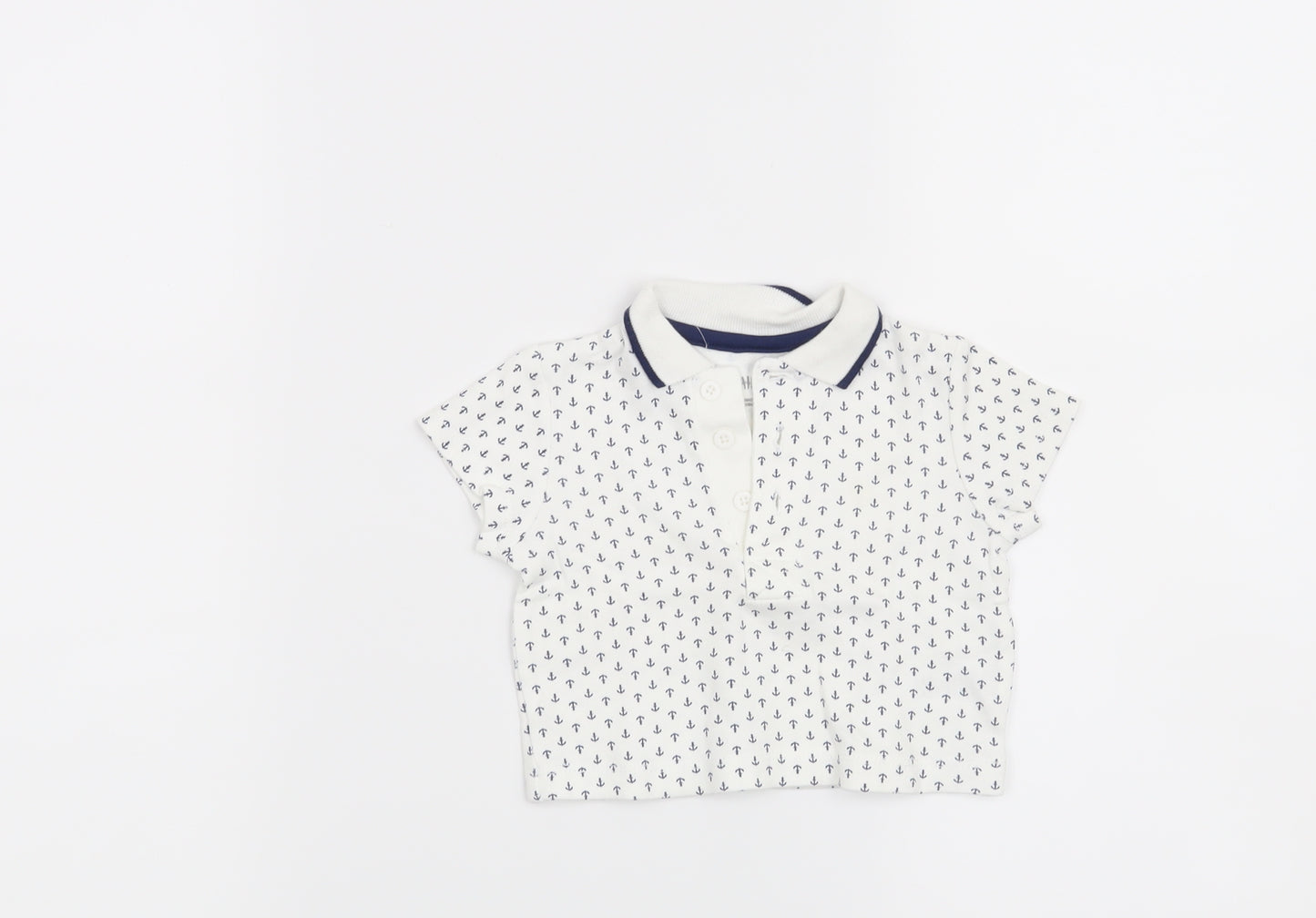 Little Me Boys White   Basic T-Shirt Size 6-9 Months  - Anchor