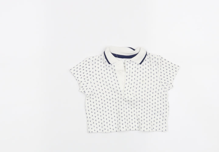 Little Me Boys White   Basic T-Shirt Size 6-9 Months  - Anchor