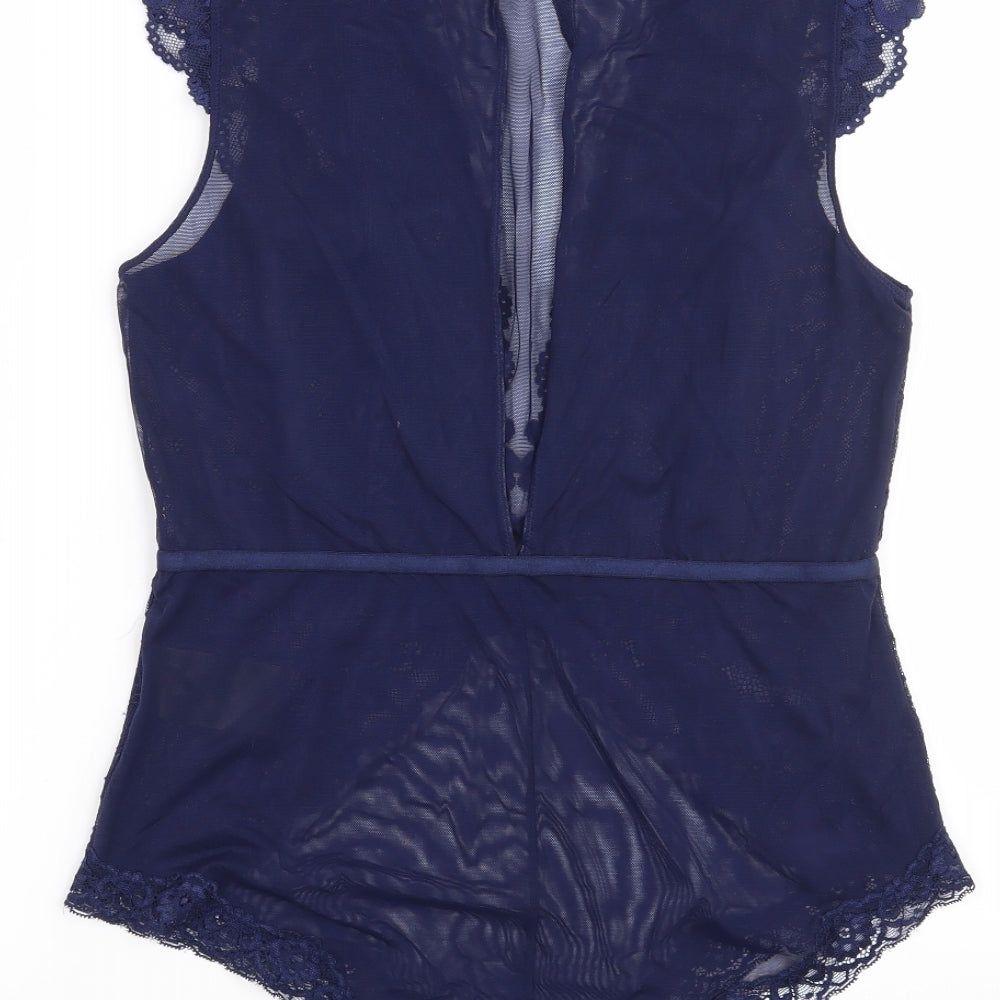 H&M Womens Blue Floral  Basic Blouse Size S