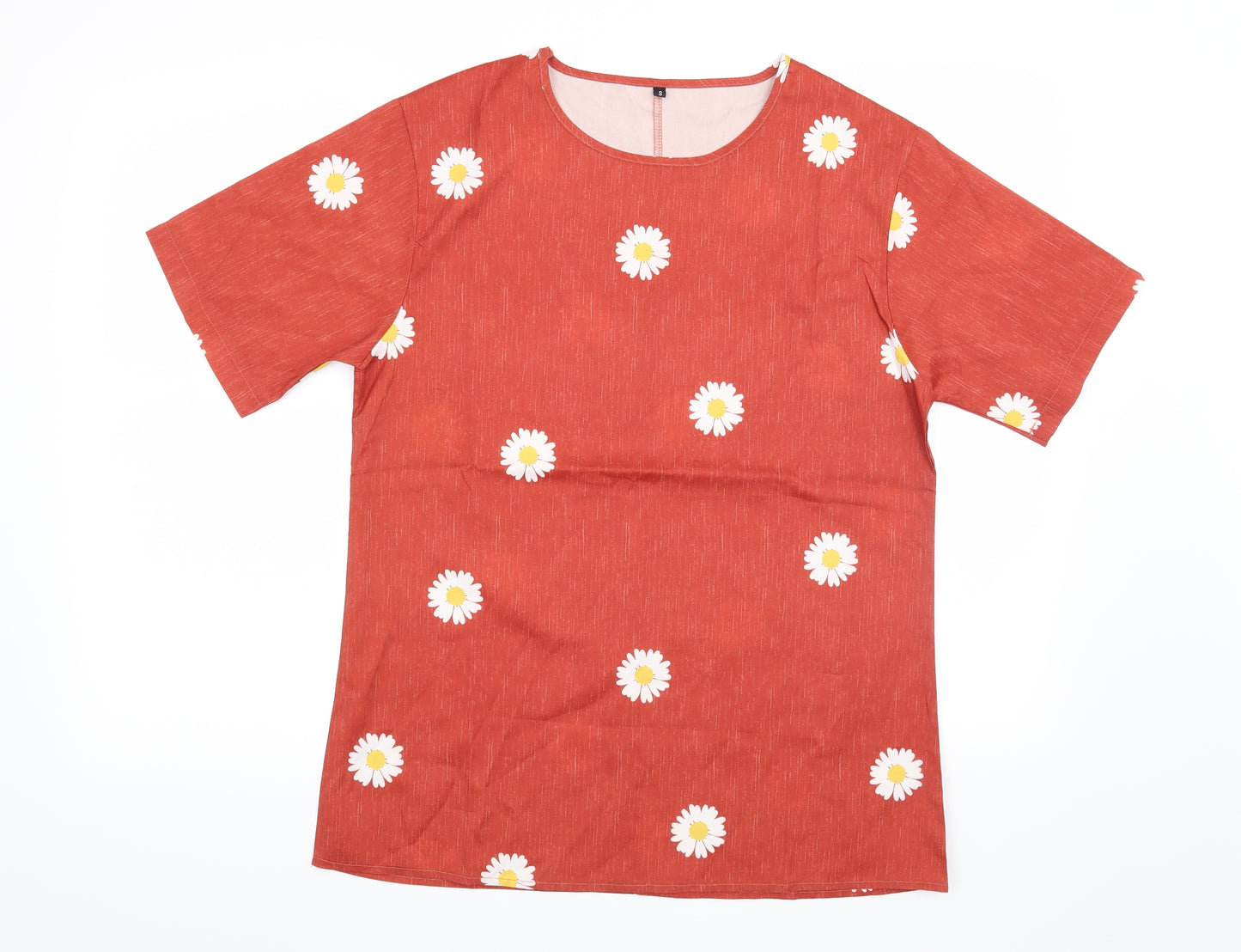Preworn Womens Orange Floral  Basic Blouse Size S