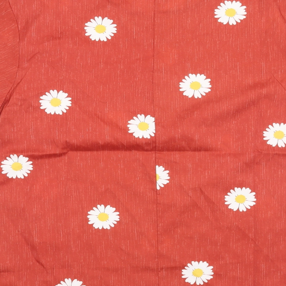 Preworn Womens Orange Floral  Basic Blouse Size S