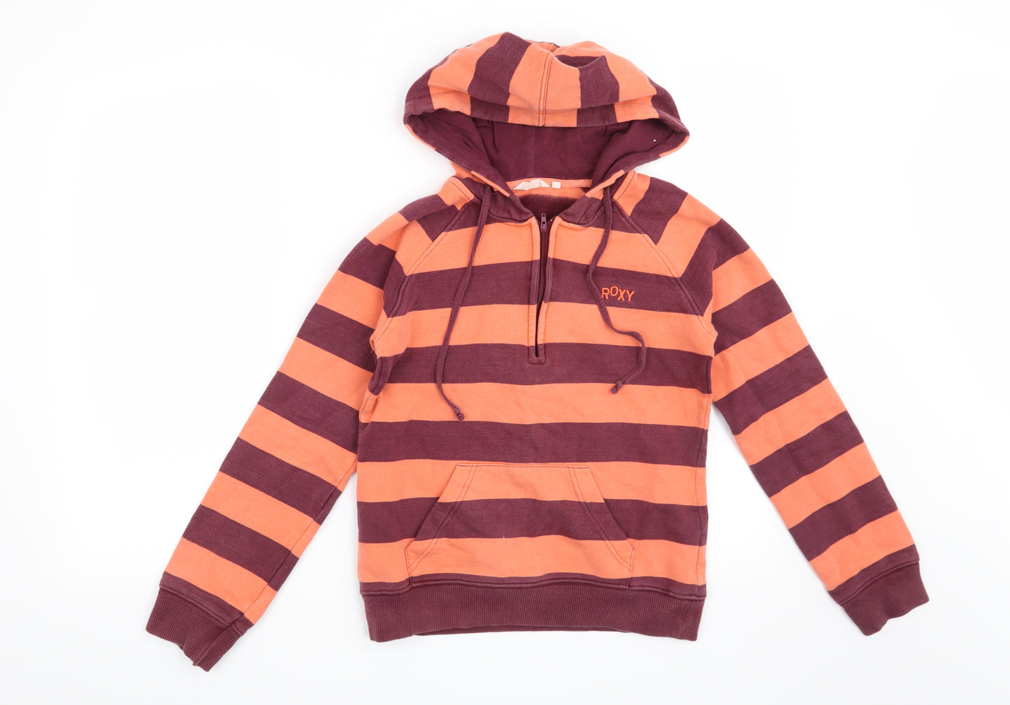 ROXY Womens Orange Striped  Pullover Hoodie Size M