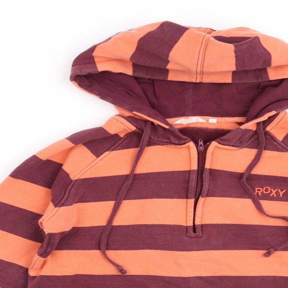 ROXY Womens Orange Striped  Pullover Hoodie Size M
