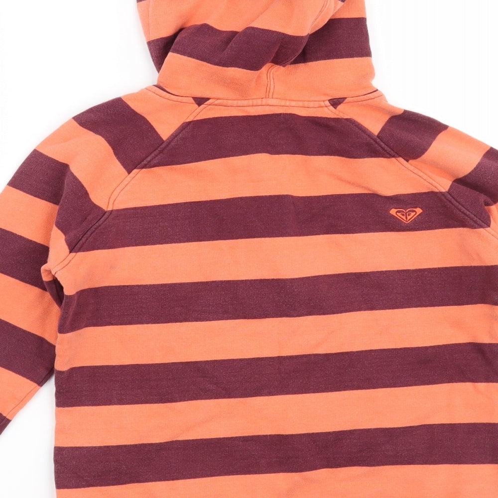 ROXY Womens Orange Striped  Pullover Hoodie Size M