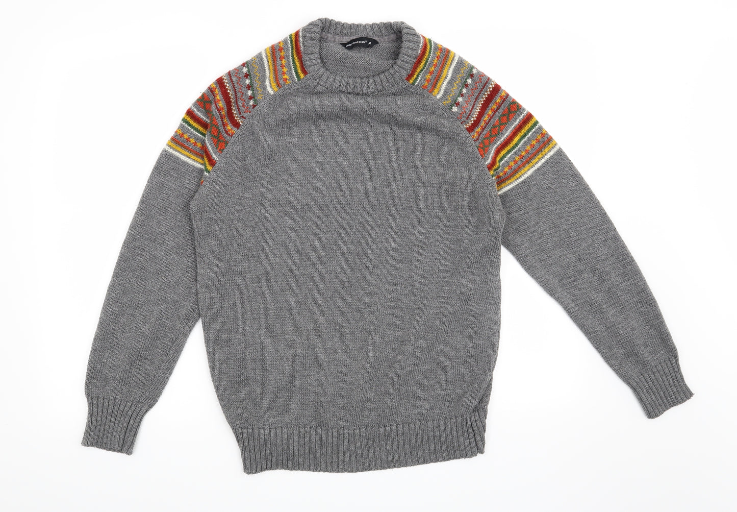 Cedar Wood State Mens Grey Striped  Pullover Jumper Size M