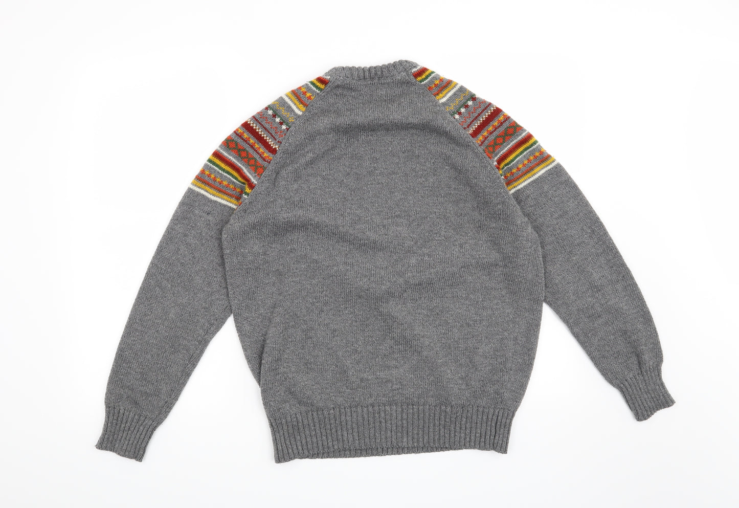 Cedar Wood State Mens Grey Striped  Pullover Jumper Size M