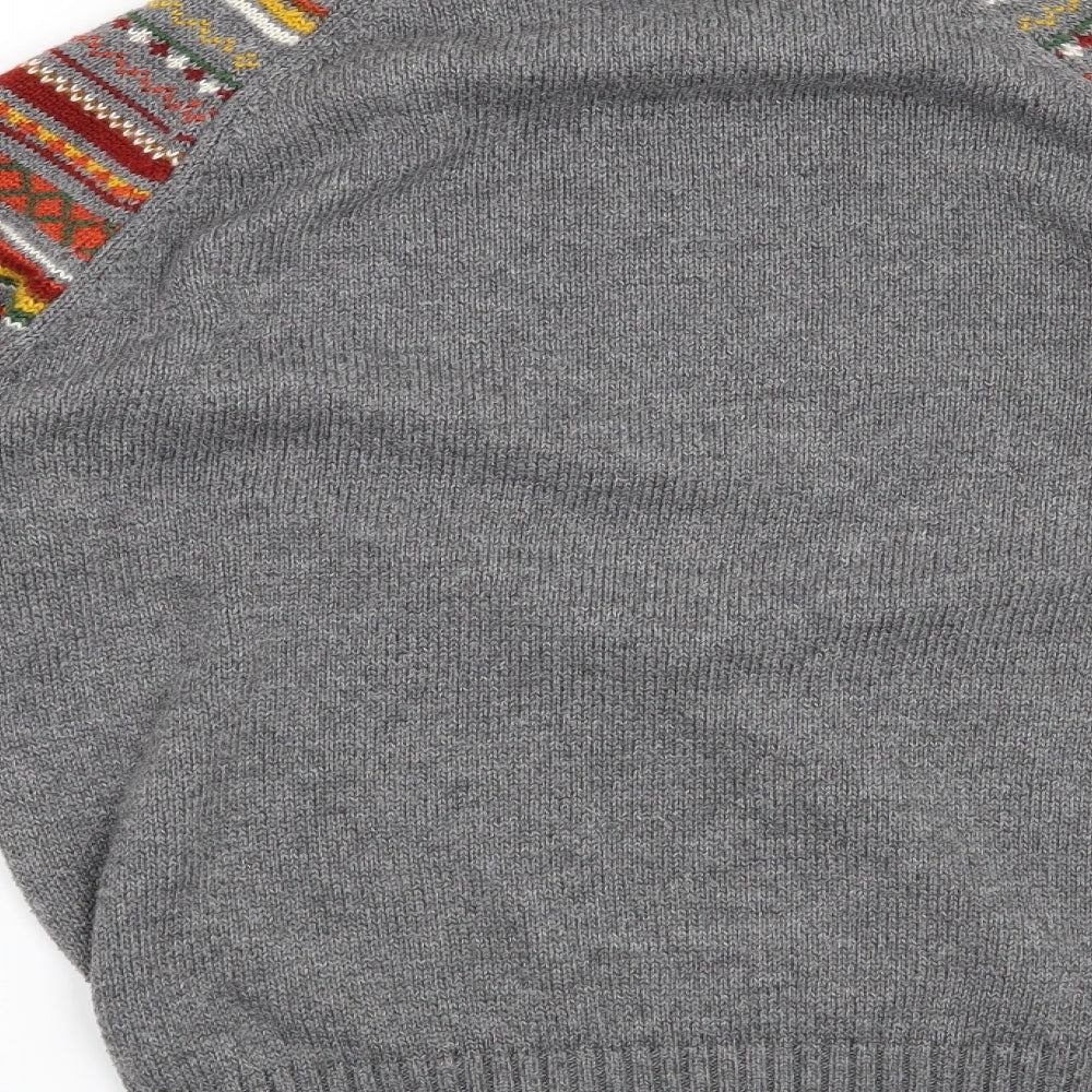 Cedar Wood State Mens Grey Striped  Pullover Jumper Size M