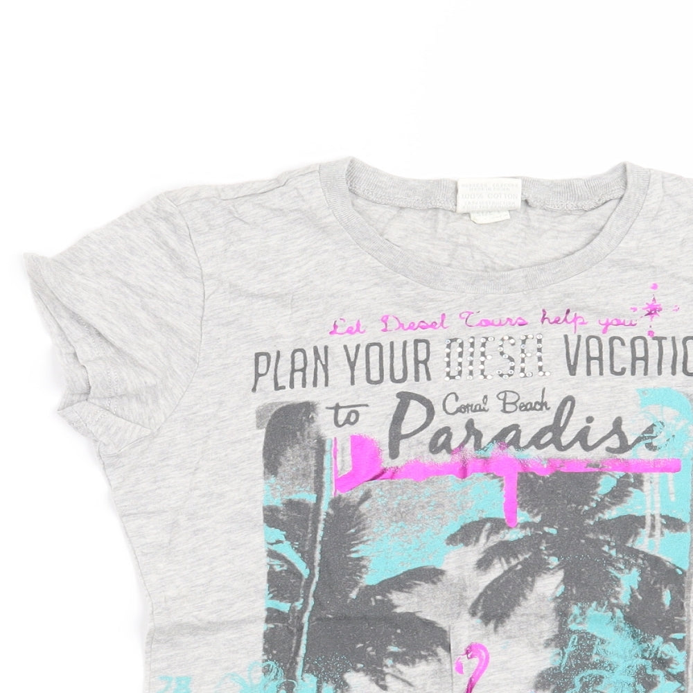 Diesel Girls Grey   Basic T-Shirt Size L  - Paradise