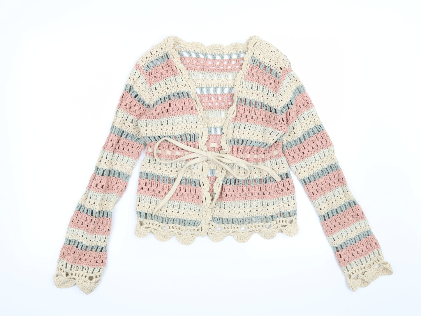 NEXT Womens Beige Striped  Cardigan Jumper Size 12