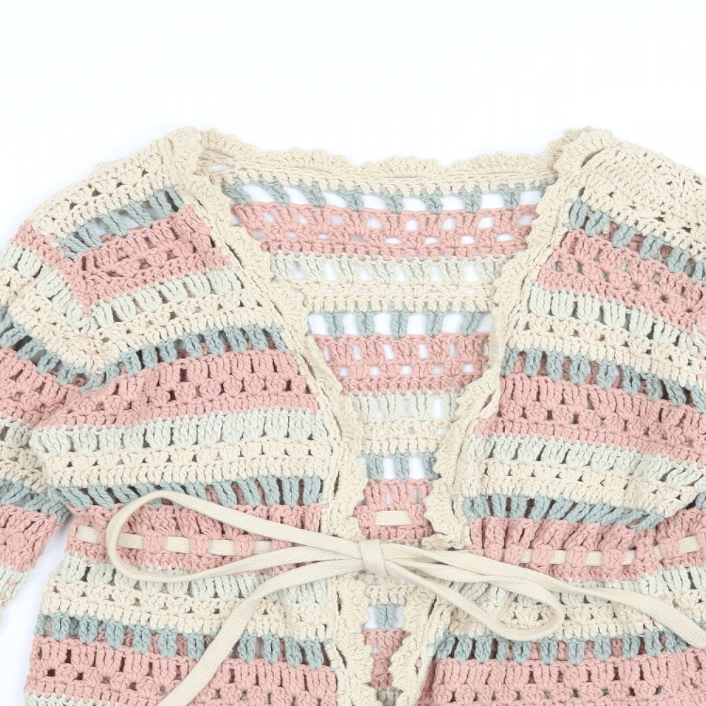 NEXT Womens Beige Striped  Cardigan Jumper Size 12