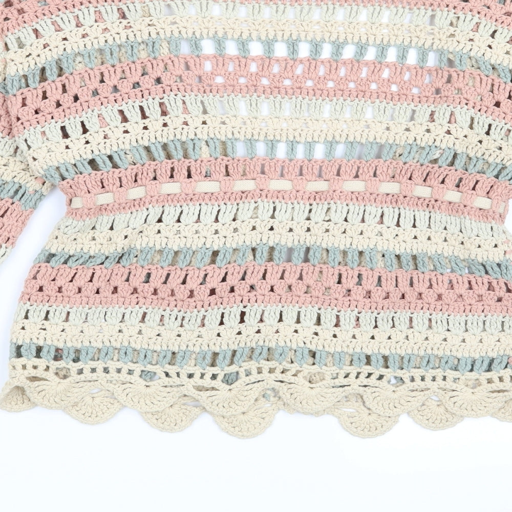 NEXT Womens Beige Striped  Cardigan Jumper Size 12