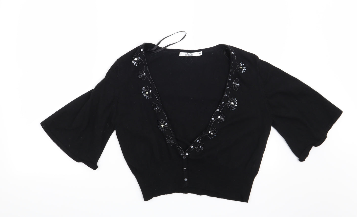 M&Co Womens Black   Cardigan Jumper Size M