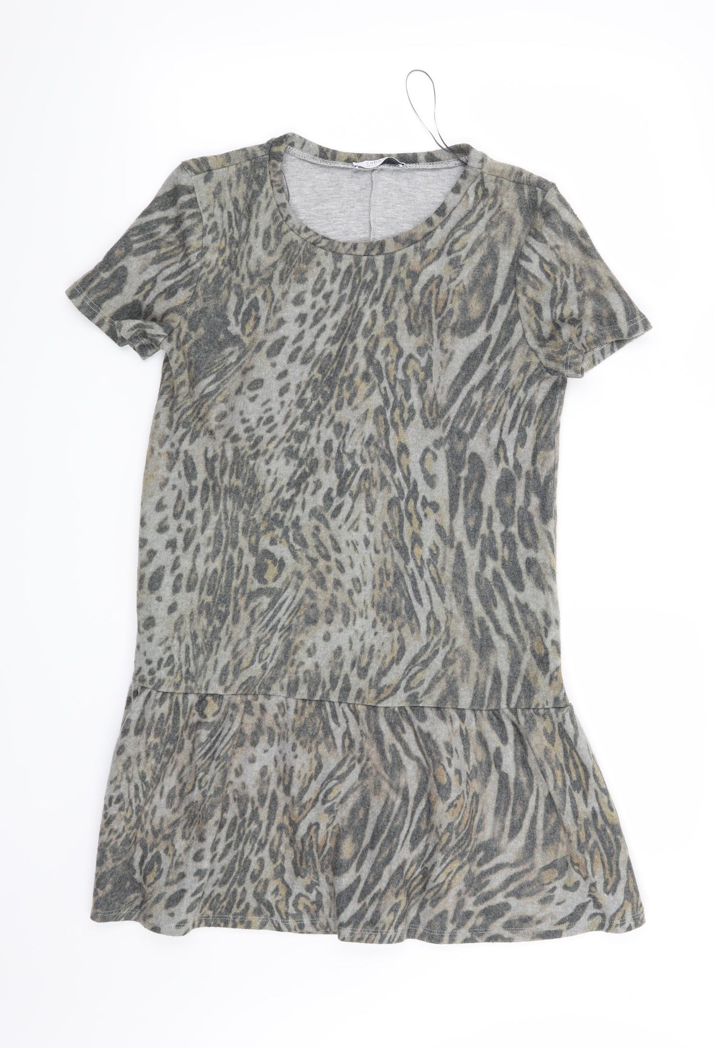 Zara Womens Grey Animal Print  Jumper Dress  Size S