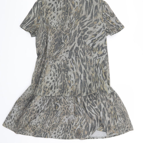 Zara Womens Grey Animal Print  Jumper Dress  Size S