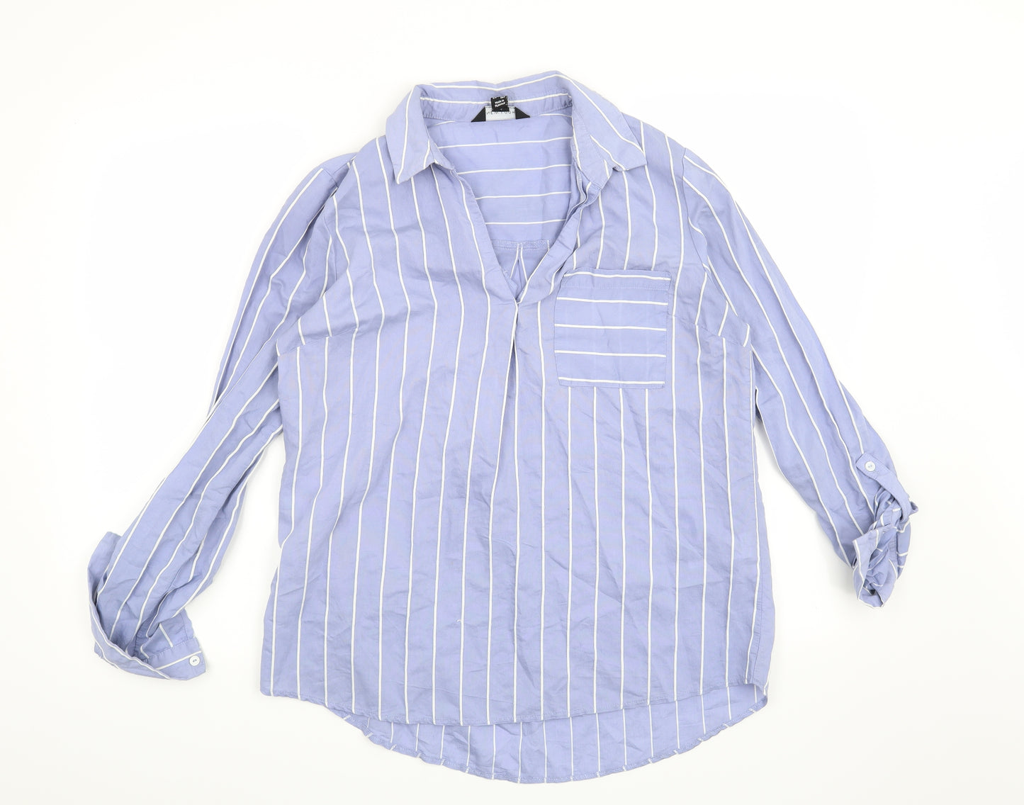 New Look Womens Blue Striped  Basic Blouse Size 14