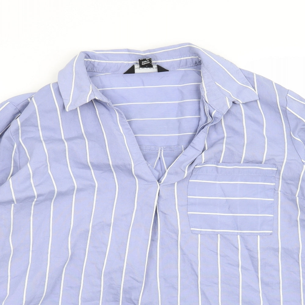 New Look Womens Blue Striped  Basic Blouse Size 14