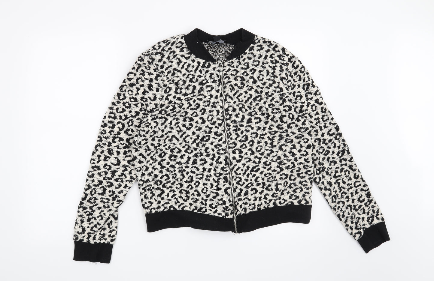 Atmosphere Womens Beige Animal Print  Full Zip Sweatshirt Size 18