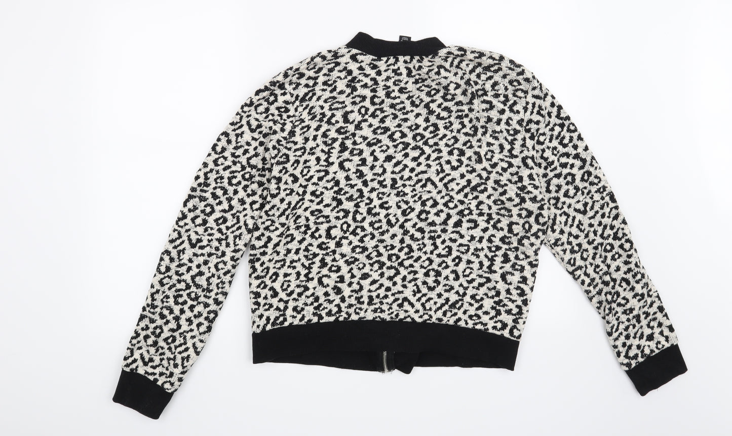 Atmosphere Womens Beige Animal Print  Full Zip Sweatshirt Size 18