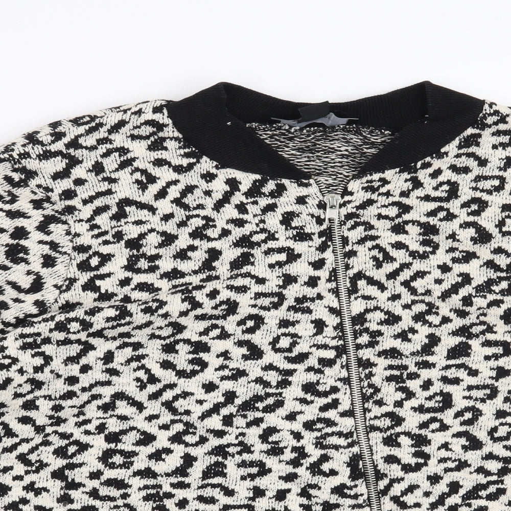 Atmosphere Womens Beige Animal Print  Full Zip Sweatshirt Size 18