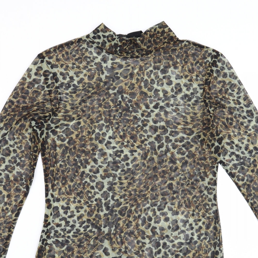Preworn Womens Brown Animal Print  Bodycon  Size M