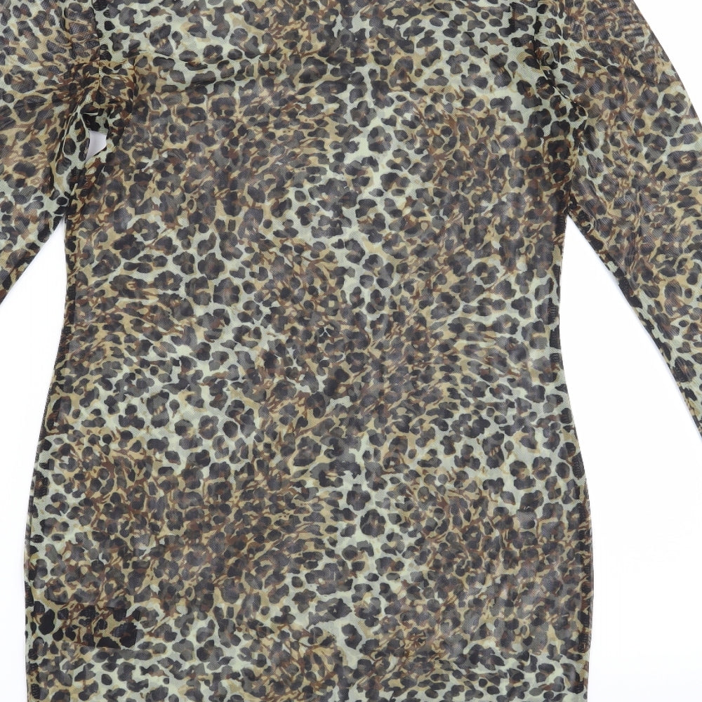Preworn Womens Brown Animal Print  Bodycon  Size M