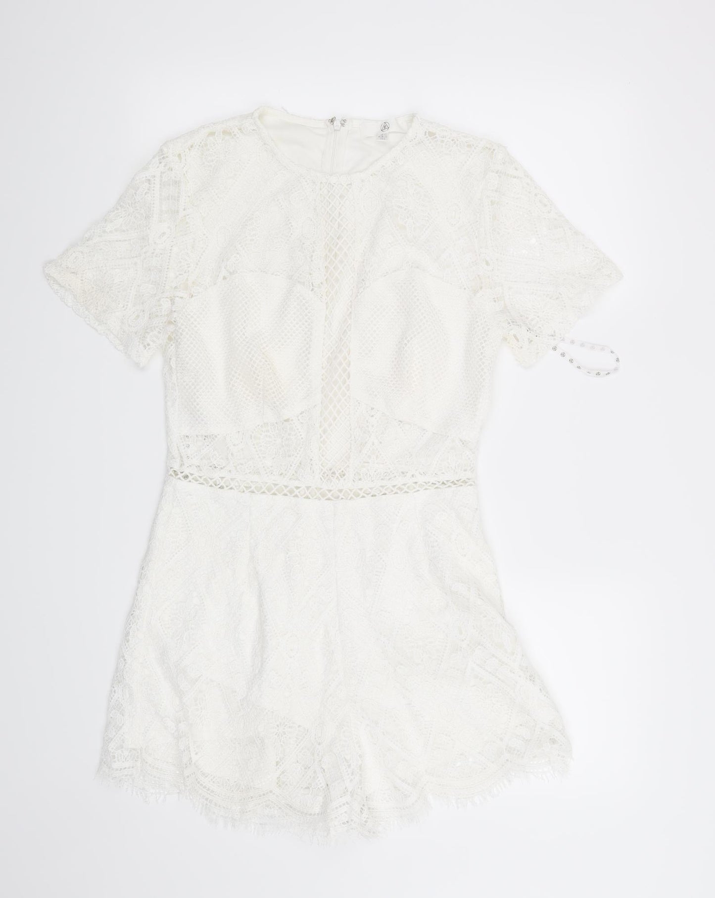 Missguided Womens White Geometric  Playsuit One-Piece Size 12