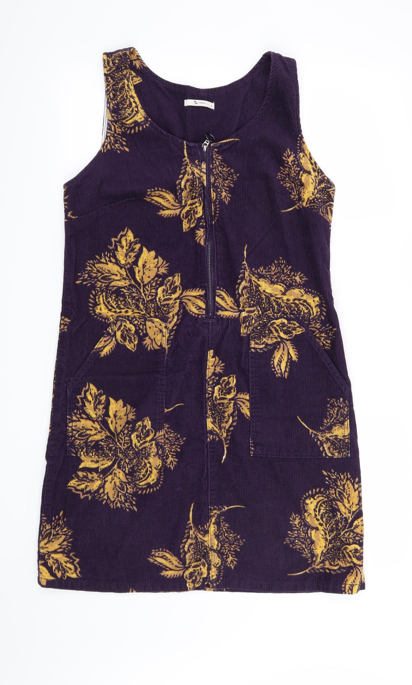 TU Womens Purple Floral Corduroy Shift  Size 10