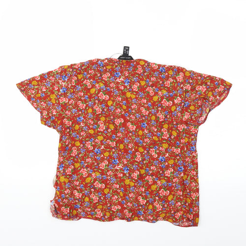 New Look Womens Red Floral  Basic Blouse Size 6