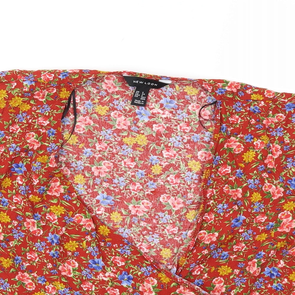 New Look Womens Red Floral  Basic Blouse Size 6