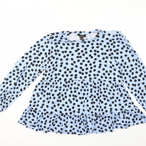 New Look Womens Blue Polka Dot  Basic Blouse Size 12