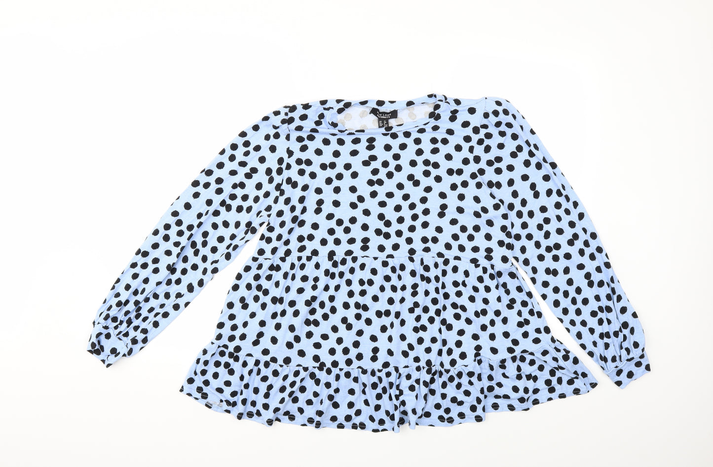 New Look Womens Blue Polka Dot  Basic Blouse Size 12