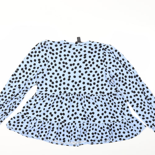 New Look Womens Blue Polka Dot  Basic Blouse Size 12