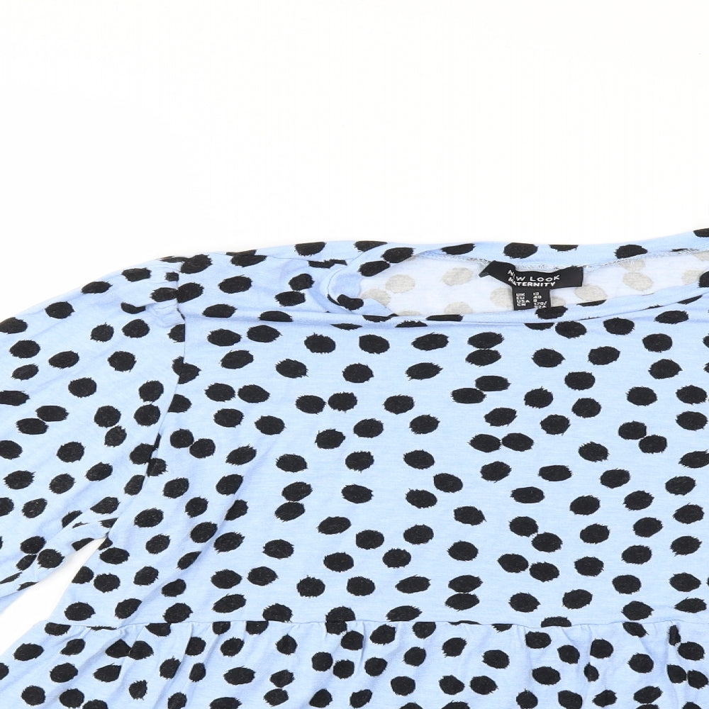 New Look Womens Blue Polka Dot  Basic Blouse Size 12