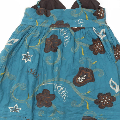 Preworn Womens Blue Floral  Basic Blouse Size M