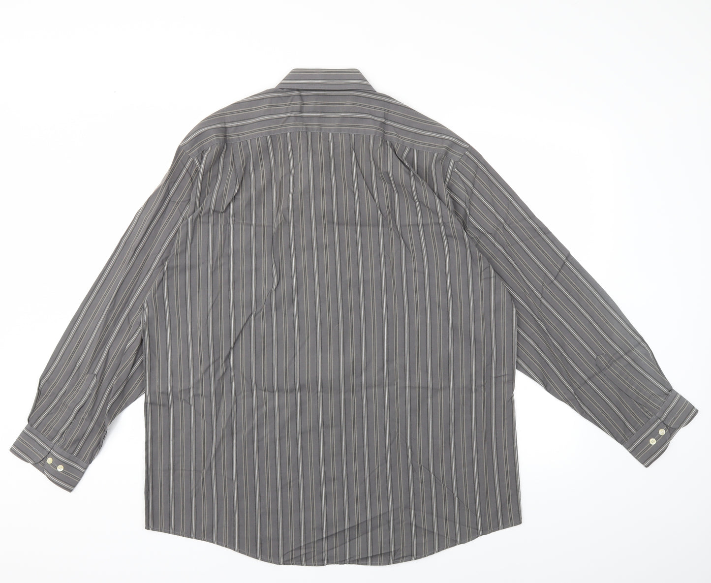 Greenwoods Mens Grey Striped   Dress Shirt Size 16.5