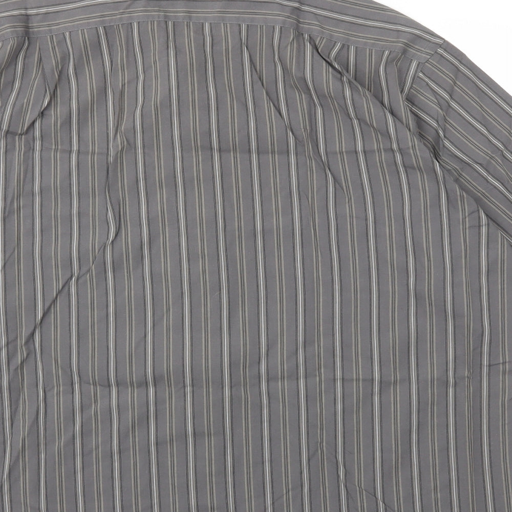 Greenwoods Mens Grey Striped   Dress Shirt Size 16.5