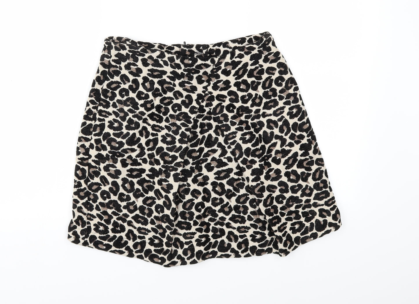 F&F Womens Beige Animal Print  Wrap Skirt Size 8
