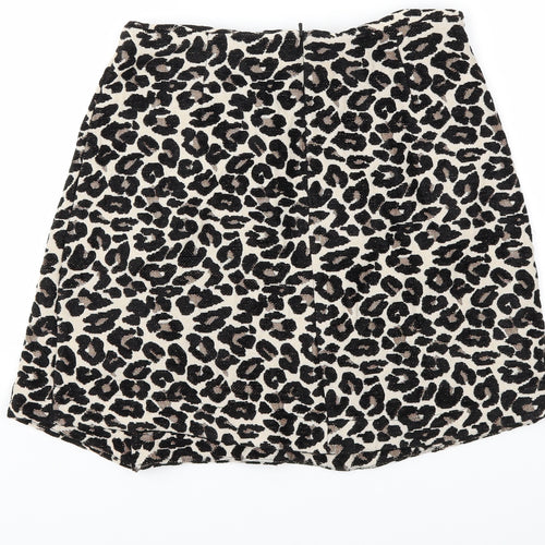 F&F Womens Beige Animal Print  Wrap Skirt Size 8
